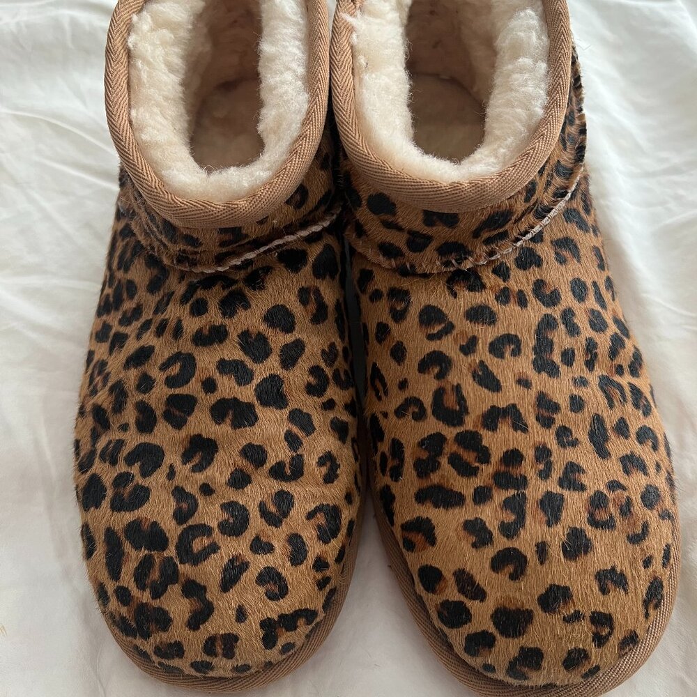 UGG Micro Leopard Print Ankle Bootie Size 7